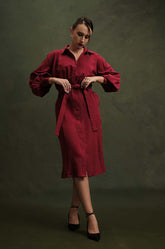 BALLOON SLEEVE MIDI DRESS